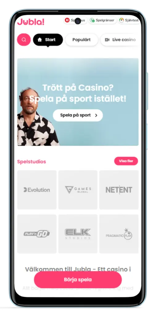 Jubla Casino sportspel och spelstudios med ledande leverantörer online
